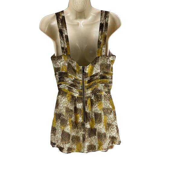 NEW Burberry Silk Pleated Tank Top Blouse V-neck Dark Mustard Size 10 - Picture 4 of 7